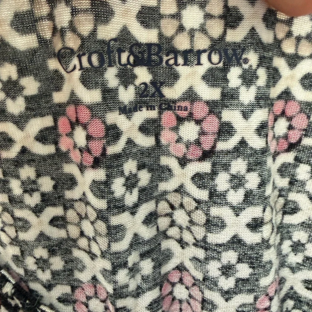 Croft & Barrow Black and Pink Patterned Midi Dress - Picture 3 of 4